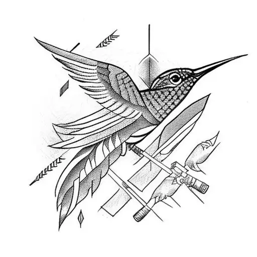Navajo symbols feather thunderbird tracks humming bird facing arrows tattoo design idea