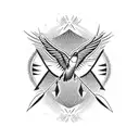 Navajo symbols feather thunderbird tracks humming bird facing arrows tattoo design idea