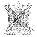 Navajo symbols feather thunderbird tracks humming bird facing arrows tattoo design idea