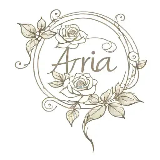 the name Aria with roses growing tattoo design idea