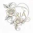 the name Aria with roses growing tattoo design idea