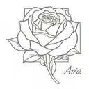 the name Aria with roses growing tattoo design idea