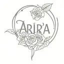 the name Aria with roses growing tattoo design idea