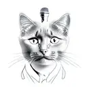 Combine a cat silhouette with a microphone (symbolizing John Mayer) in a sketch style tattoo tattoo design idea