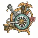 spinning wheel tattoo design idea