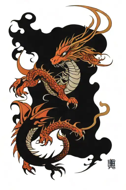 symbolizing dragon and dreamer tattoo design idea