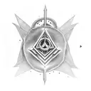 A tattoo of a mysterious symbol inspired by the Illuminati in dotwork style. tattoo design idea