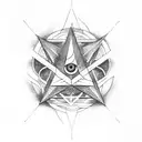 A tattoo of a mysterious symbol inspired by the Illuminati in dotwork style. tattoo design idea