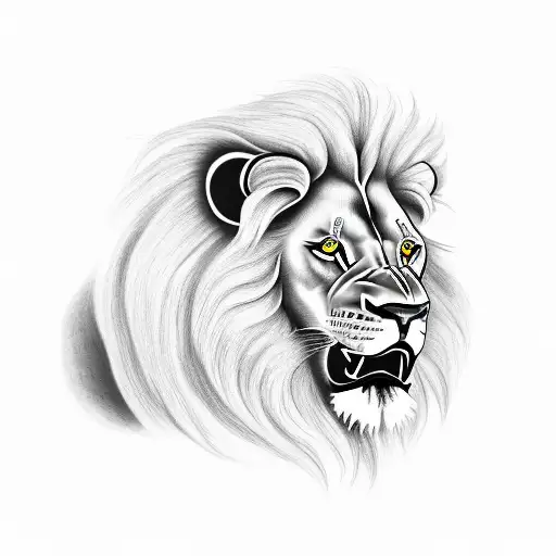 lion with red lightning tattoo design idea