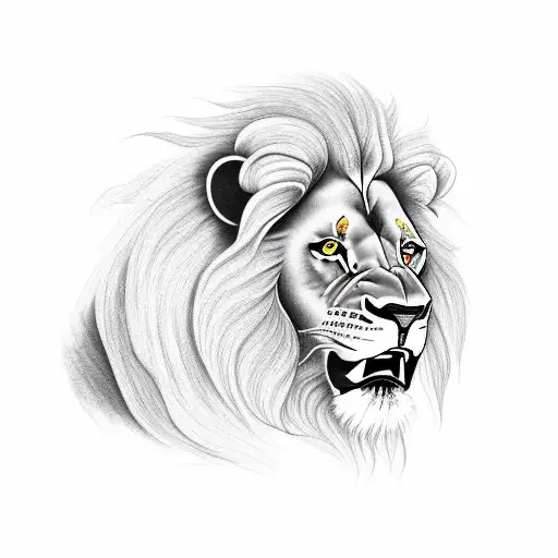 lion with red lightning tattoo design idea