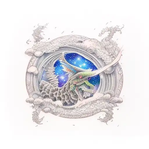 Book portal night sky sisters tattoo design idea