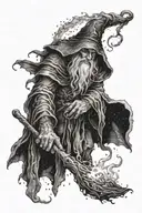 wizard casting a spell tattoo design idea