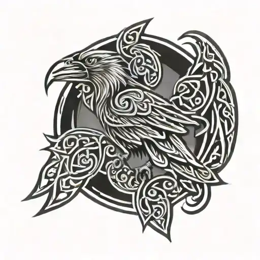 Celtic crow with claymore sword tattoo design idea