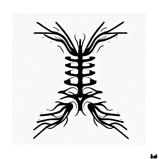 cybertribal spine vertebrae tattoo design idea