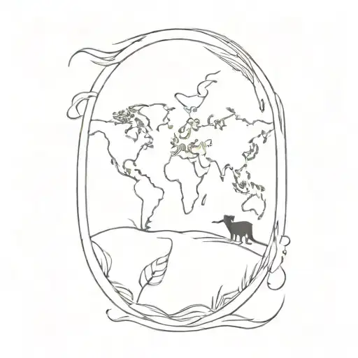 our world and the little cats that wander over it tattoo design idea