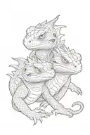 Two bearded dragons cuddling together tattoo design idea