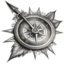 compass with an arrow piercing tattoo design idea