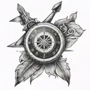 compass with an arrow piercing tattoo design idea