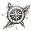 compass with an arrow piercing tattoo design idea