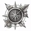 compass with an arrow piercing tattoo design idea