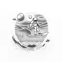 Astronaut surfing a wave tattoo design idea