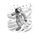 Astronaut surfing a wave tattoo design idea