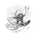 Astronaut surfing a wave tattoo design idea