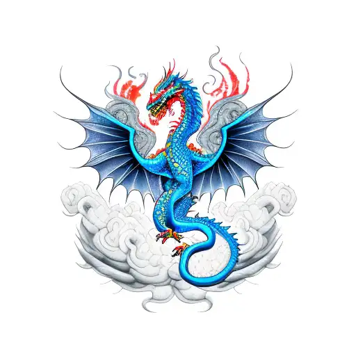 dragon with phoenix tattoo design idea