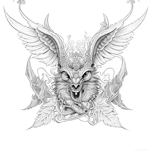 entwining ivy and the baphomet on a shin sleeve tattoo design idea