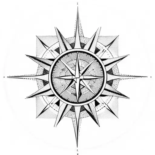 A silhouette of a mountain range with a compass rose integrated into the design tattoo design idea