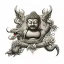 budha and dragon tattoo design idea