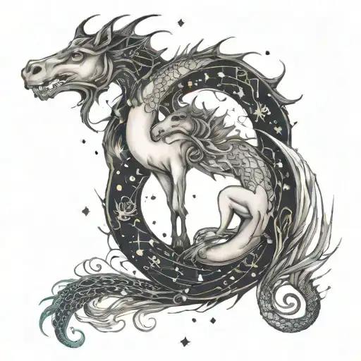 A constellation tattoo of the client's zodiac sign intertwined with their favorite fantasy creature, like a dragon or unicorn tattoo design idea