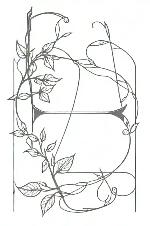bow and arrow on a single vine intertwined tattoo design idea
