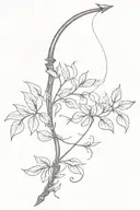 bow and arrow on a upright vine intertwined tattoo design idea