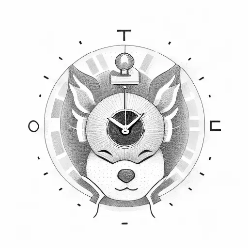A minimalist tattoo of a clock with Porco, the beloved mascot of Palmeiras, incorporated into the design tattoo design idea