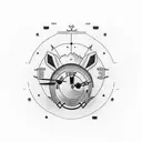 A minimalist tattoo of a clock with Porco, the beloved mascot of Palmeiras, incorporated into the design tattoo design idea