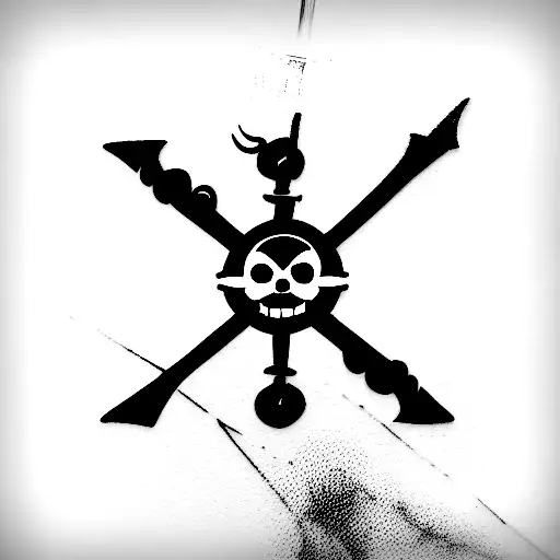 one piece three swords combined with pirate Flag tattoo design idea