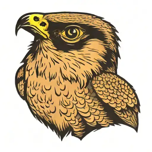  peregrine falcon head faded into a mountain landskape large tree right side with a large hole in  tattoo design idea