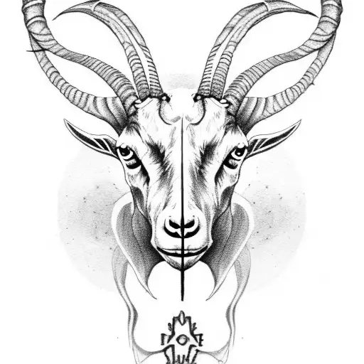 goat as a skull tattoo design idea