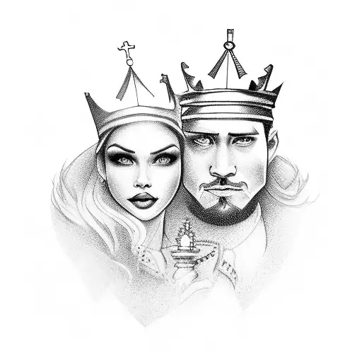 king and queen chess to represent mom and dad tattoo design idea