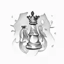 chess king and queen in realism tattoo design idea