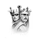 chess king and queen in realism tattoo design idea