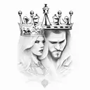 chess king and queen in realism tattoo design idea