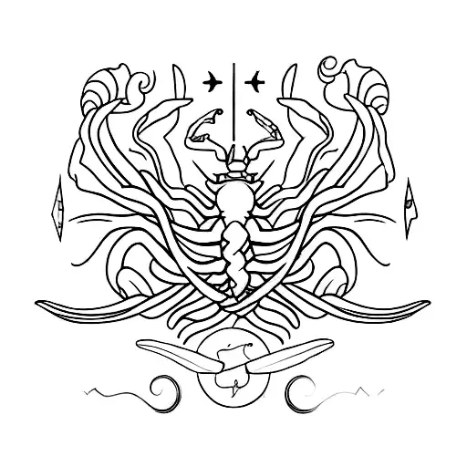 Scorpio astrological sign (like m) and below or above time of birth  tattoo design idea