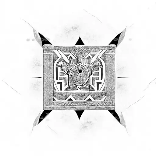 ancient greek themed tribal pattern tattoo design idea