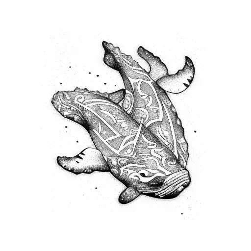 Oregon coast whales tattoo design idea