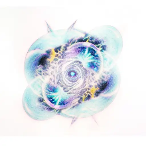 purple black hole and blue nebula tattoo design idea