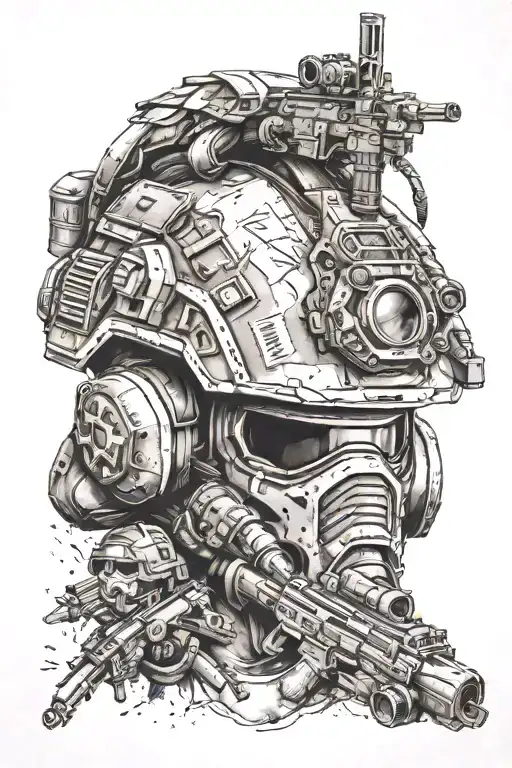 call of duty warzone helmet and gaming symbols tattoo design idea