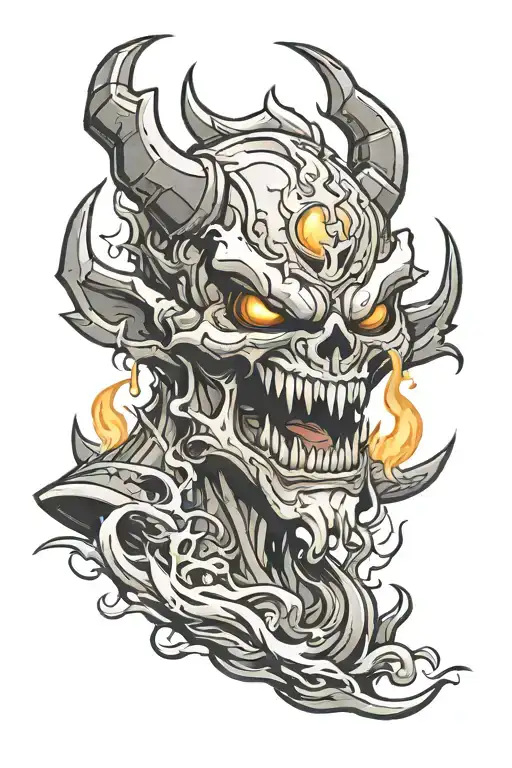 call of duty warzone demon in smoke tattoo design idea