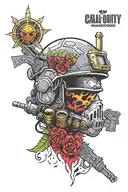call of duty warzone helmet and gaming symbols tattoo design idea